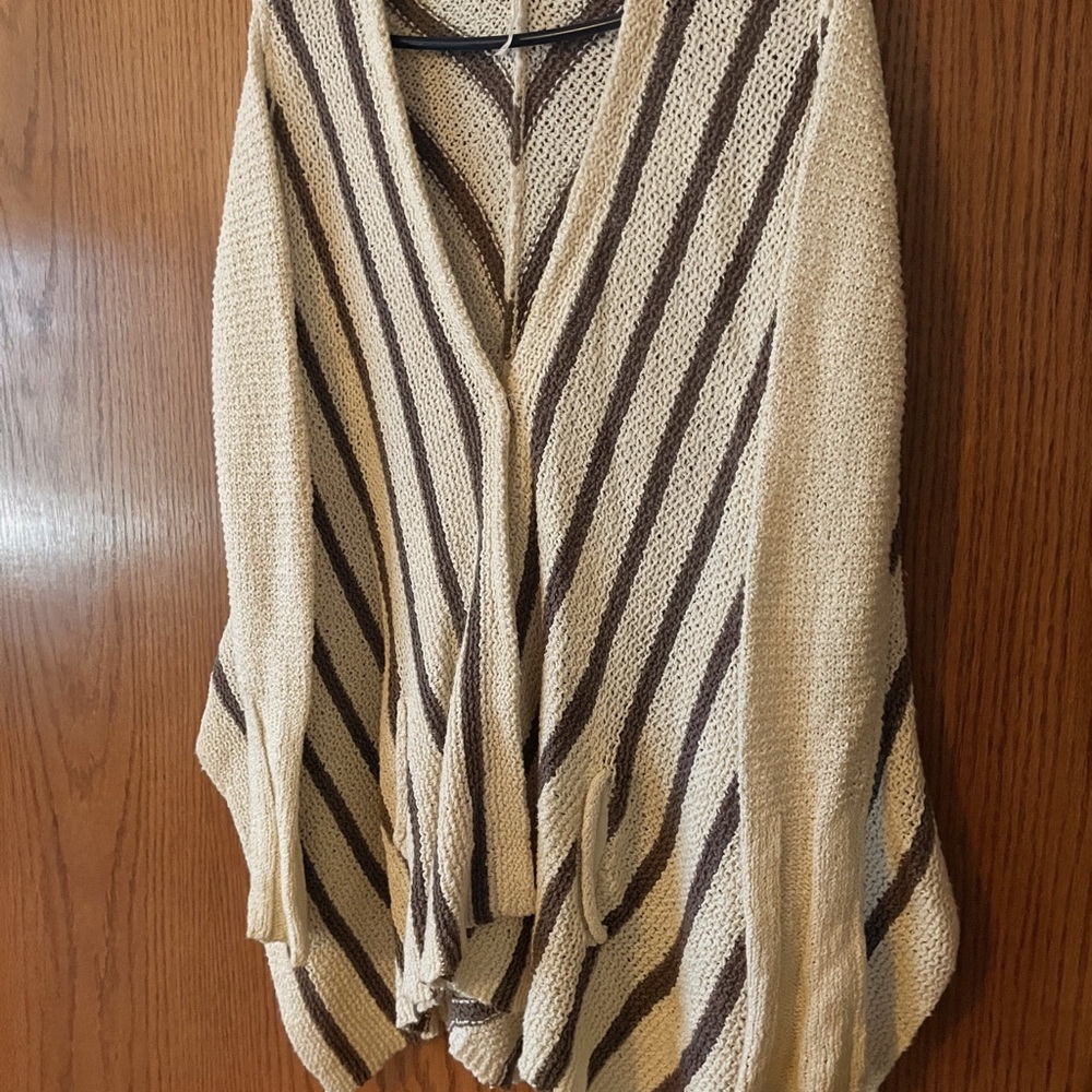 EUC/Free People Striped Cream and Brown Women's Sweater